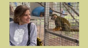 Alysoun w Gregory monkey Jungle Friends 2020 Feb